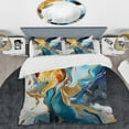 thumbnail image 2 of Designart "Liquid Ink Abstraction Harmony Blue and Yellow Fusion II" Abstract Liquid ink Bedding Covert Set - Abstract Blue Modern Bed Set With 2 Shams, 2 of 5
