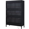 thumbnail image 6 of Montary 60" Tall LED Display Cabinet with Tempered Glass Door & Two Drawers, Modern Storage for Living Room/Office/Study, Black, 6 of 11
