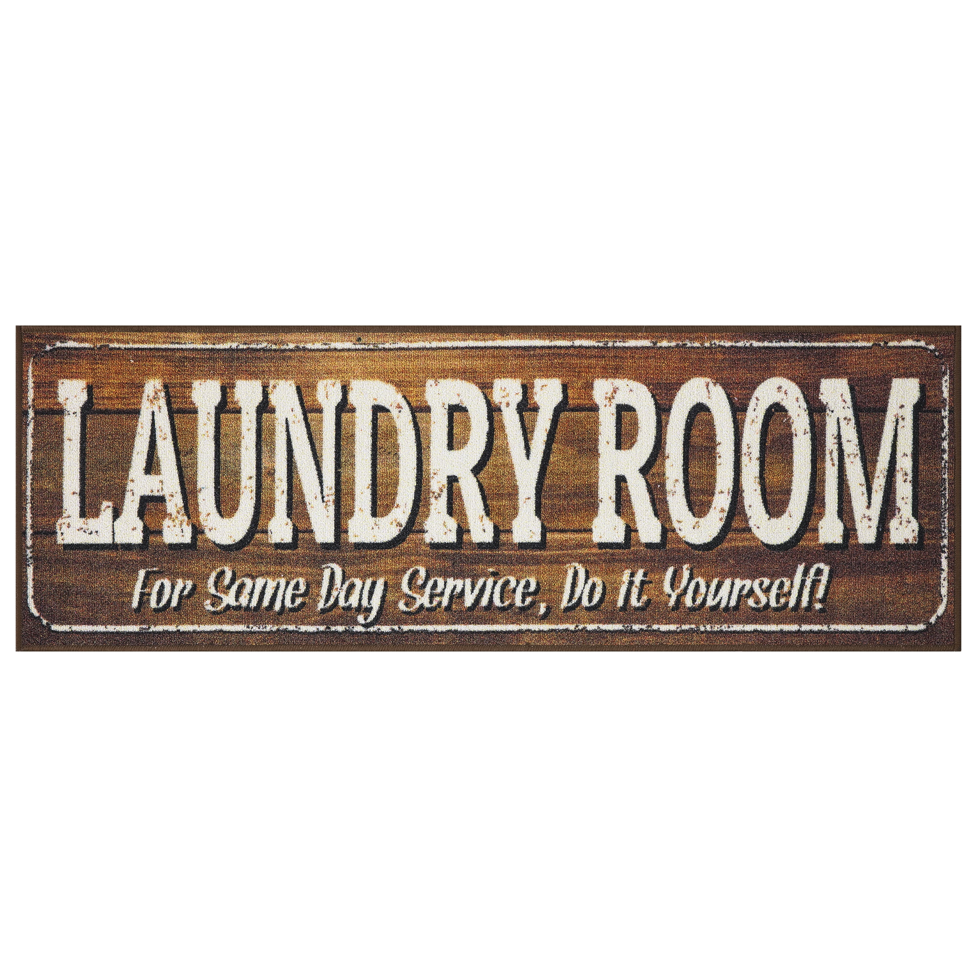 Ottomanson Laundry Non-Slip Rubberback Laundry Text 2x5 Laundry Room ...
