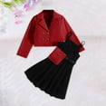 thumbnail image 2 of Odeerbi 6-14 Años Niñas Trajes de Verano de Algodón Slip Vestido de Solapa Con Muescas Blazer Chaqueta Con Bolsa de Tres Piezas Vestido Conjunto, 2 of 4