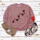 thumbnail image 2 of Top de mujer, moda holgada, cuello redondo, manga larga, poliéster, suave, transpirable, lavable a máquina, ropa rosa roja (estampado de pata de perro negro) L, 2 of 5