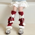 thumbnail image 5 of CPNG Winter Warm Leg Warmers High Lolita Bow Colorblock Leg Sleeve Socks for Girls Kawaii Knitted Legwarmers Cute Soft Socks Accessories Kids Fashion Socks, 5 of 6
