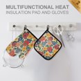 thumbnail image 4 of Yayeee Oven Mitts and Pot Holder Set of 4 Heat Resistant Kitchen Gloves Baking Hot Pad, Vibrant Flowers Pattern, 4 of 5