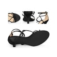 thumbnail image 2 of BLISSFUL STEP Strappy Knot Ankle Strap Kitten Heels Sandals for Women Black 7, 2 of 7