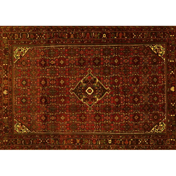 Ahgly Company Machine Washable Indoor Rectangle Persian Yellow Traditional Area Rugs, 2' x 3'