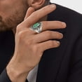 thumbnail image 6 of YYKihy Leaf Turquoise Ring Tree Leaves Pattern Chalcedony Ring Personality Exaggerated Retro Turquoise Ring, 6 of 8