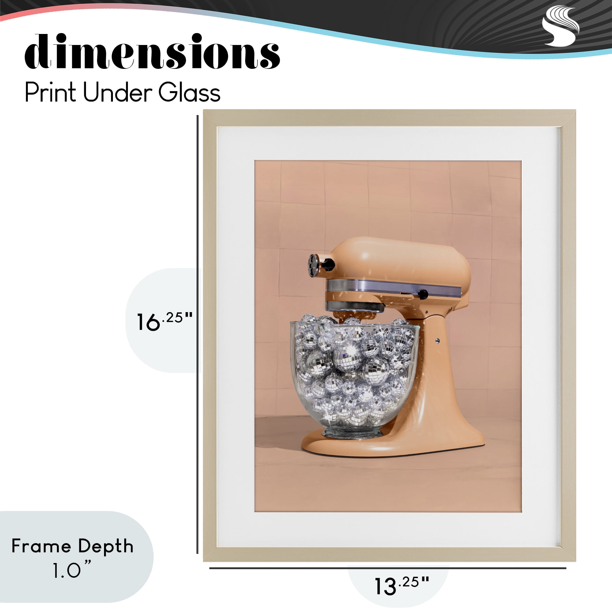 Stupell Industries Disco Kitchen Mixer over Orange Birch Framed Print Under Glass, design by LISH Creative