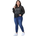 thumbnail image 3 of DARING DIVA Stylish Plus Size Mesh Sheer Zip Up Bomber Jacket 4X Black, 3 of 6