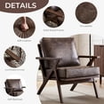 thumbnail image 2 of Ebello Mid-Century Modern PU Leather Accent Chair, Wood Frame Armchair with Removable Thick Padded Cushions for Living Room, Bedroom, Reception, Dark Gray(Set of 2), 2 of 10