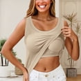thumbnail image 2 of Under $5 Camisoles & Tanks for Women,Xingpeng Adjustable Vest Brown M Women with Pad Short Wear Sports Base Shirt with Thread I Vest Underwear, 2 of 4