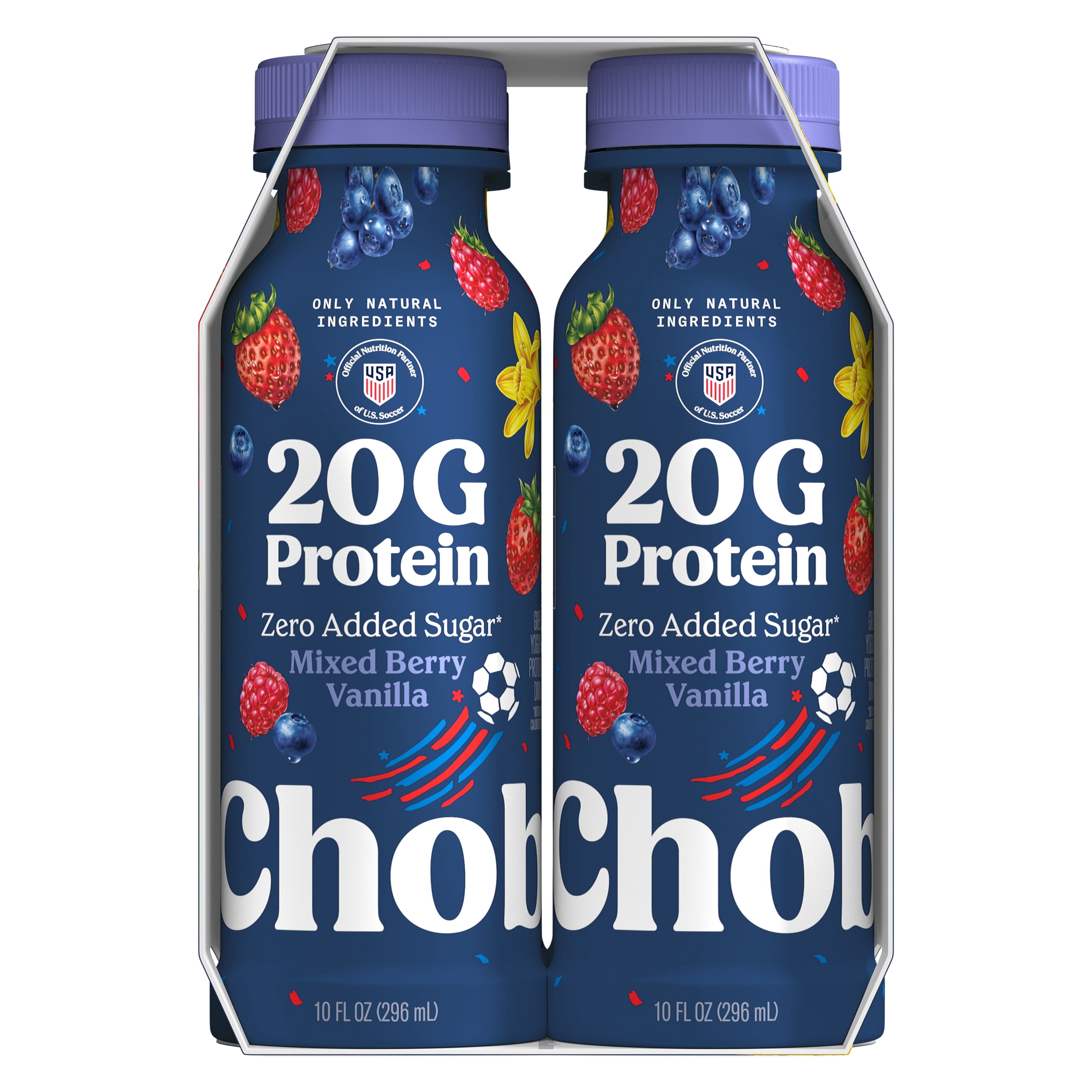 Chobani Complete Lowfat Greek Yogurt Drink Mixed Berry Vanilla 10 fl oz 4PK