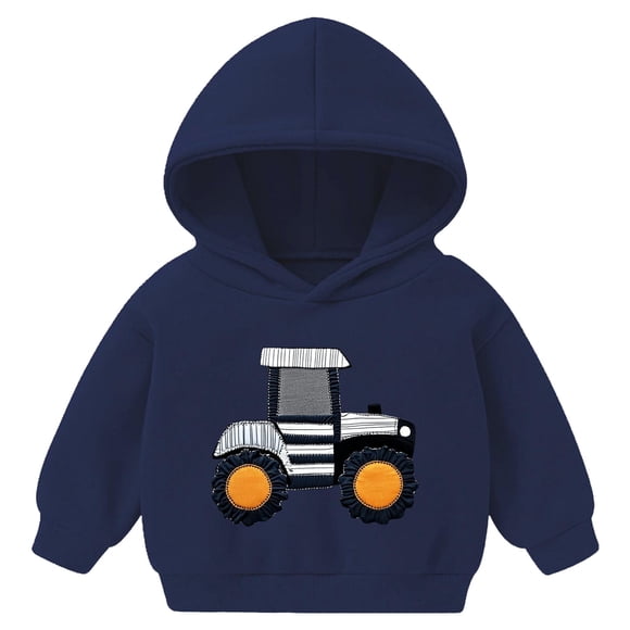 dmqupv Graphic Toddler Boy Hoodies Boys And Girls Hooded Sweatshirts Childrens Fleece Pullover Casual Jackets And Tops Navy,Size for 18-24 Months