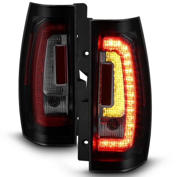 AKKON - For [C-Shape LED] 07-14 Chevy Suburban Tahoe Yukon Yukon XL Black Smoked Tail Lights Rear Brake Lamps Left Right Pair