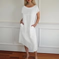 thumbnail image 2 of Vestido largo informal de verano para mujer - Cuello redondo con bolsillos para viajar, 2 of 5