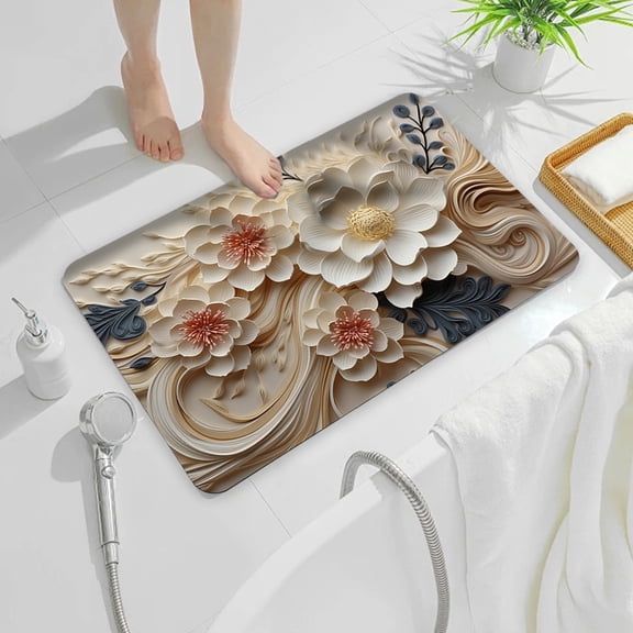 Xihbxyly Alfombrilla de Baño de Diatomita, Microfibra Suave, Base Antideslizante de Tpr, Absorbente de Secado Rápido, Ideal para Duchas de Baño, Regalo Decorativo, Lavable a Máquina.