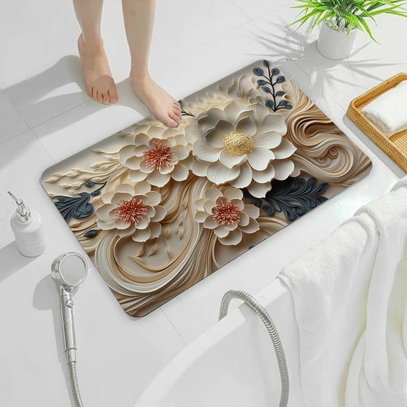 EGNMCR Home Decor, Room Decor, Wall Decor Diatomite Three-dimensional Flower Floor Mat Bathroom Non-slip Mat Quickdrying Soft Foot Mat Washable Foot Mat Diatomite floor mats