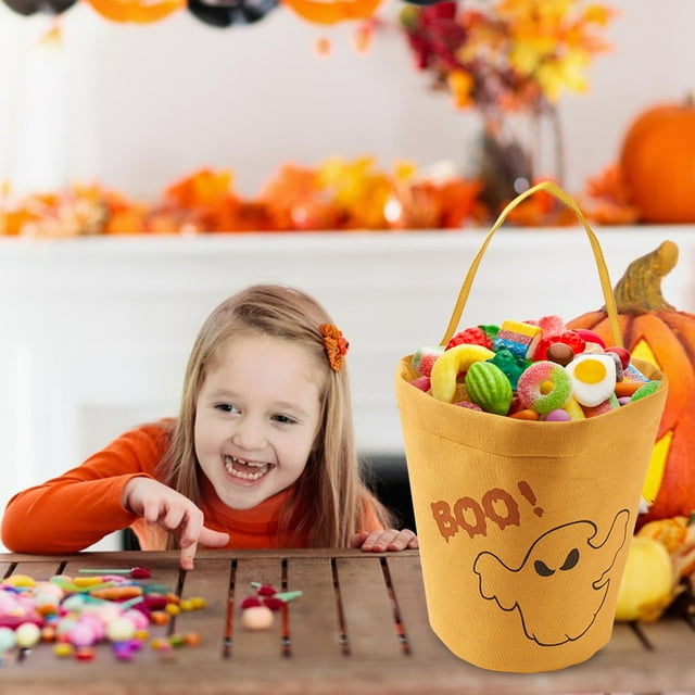 RKSTN Halloween Seau, Sac Réutilisable pour la Collecte de Bonbons Ou Sort Sacs de Bonbons en Toile Polyvalents Portables Pliables Réutilisables Goody Seau - Articles et Souvenirs pour Fêtes