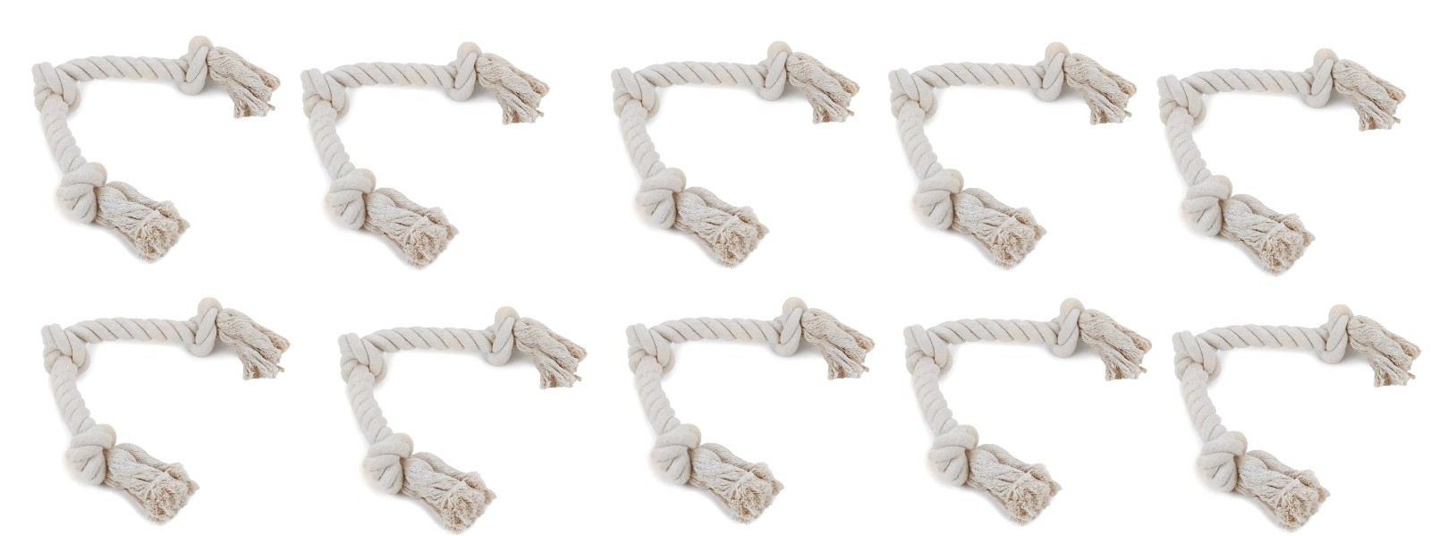 LONG Rope Eco Friendly Dog Tug Toys 21 inches 100% Cotton FUN 3 Knot Interactive (Three Long Rope Toys)