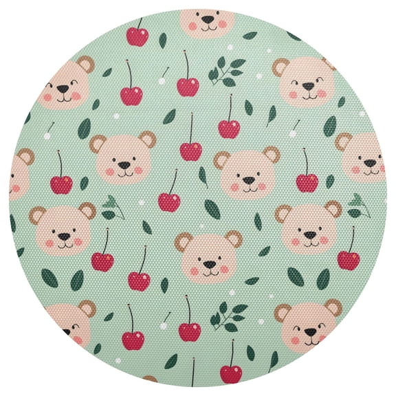 Bear Face Round Placemats Set of 6 Woven Non-Slip Washable Heat Resistant Table Mats 15.4 Inch for Kitchen Dining Decor