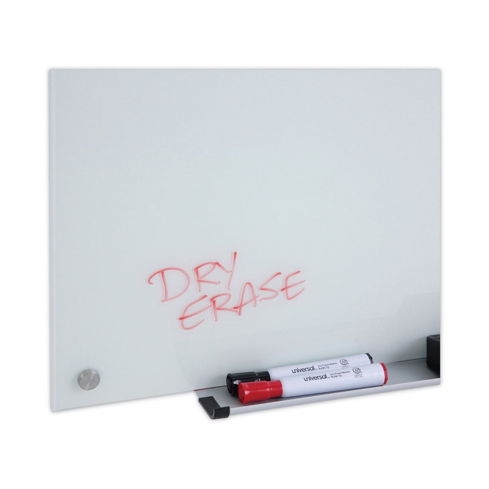 Universal Frameless Glass Marker Board, 72" x 48", White -UNV43234