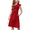 Red, variant on Oudiya Girls One Shoulder Dress Formal Ruffle Trim Birthday Party Dresses with Belted Pockets for Kids 5-12Y