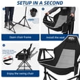 thumbnail image 4 of Portable Hammock Camping Chair with Adjustable Back, Folding Hammock Chair Supports 330lbs, Camping Swing Chair for Adults, Camping Hammock Chair for Lawn, Concerts, Backyard-Black, 4 of 7