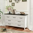 thumbnail image 4 of Homall 7-Drawer Wood Dresser for Bedroom, Large Storage Cabinet with Anti-Tip Safety and Footstool-Integrated Design, Double Classified Storage Organizer Chest for Living Room, Black and White, 4 of 7