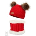 thumbnail image 3 of Gustave 2 Pieces Baby Winter Hat Scarf Set, Knitted Warm Fleece Lined Skiing Cap Pompom Kids Beanie for Kids Girl Boy "Red", 3 of 10