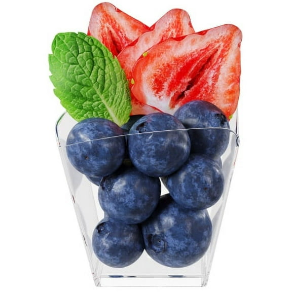 Exquisite Clear Plastic Curved Square Dessert Miniatures cups - 24 Ct.