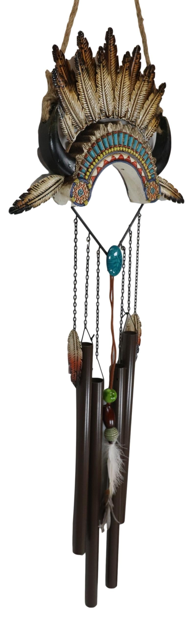 Southwest Headdress Feathers Turquoise Rocks Wind Chime