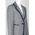 thumbnail image 3 of Contrast-Trim One-Button Blazer & Slim Pants, Regular & Petite Sizes Black/Ivory 6, 3 of 5