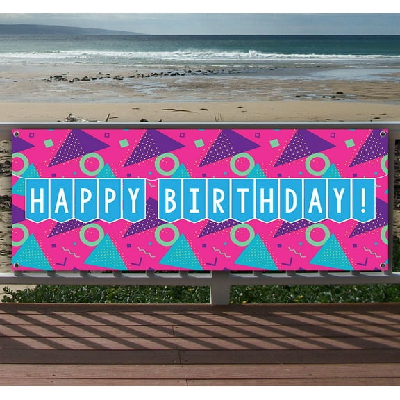 Happy Birthday 13 oz Vinyl Banner With Metal Grommets