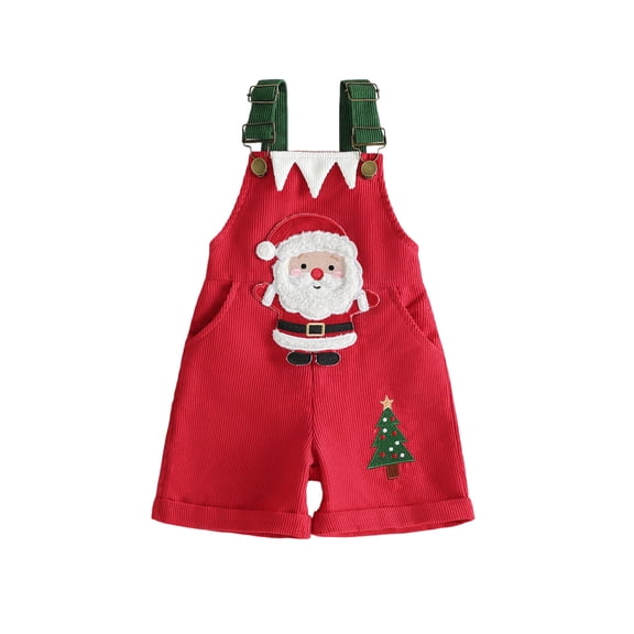 Loicainy Baby Toddler Boy Girl Christmas Overalls 6 12 18 24 Months 2T 3T 4T Santa Embroidery Sleeveless Romper