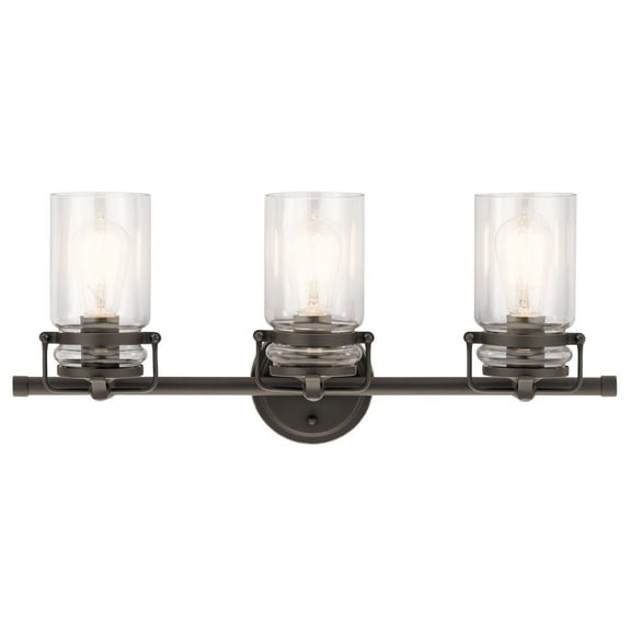 Kichler Brinley 24" 3 Light Olde Bronze Vanity Light with Clear Glass Shades
