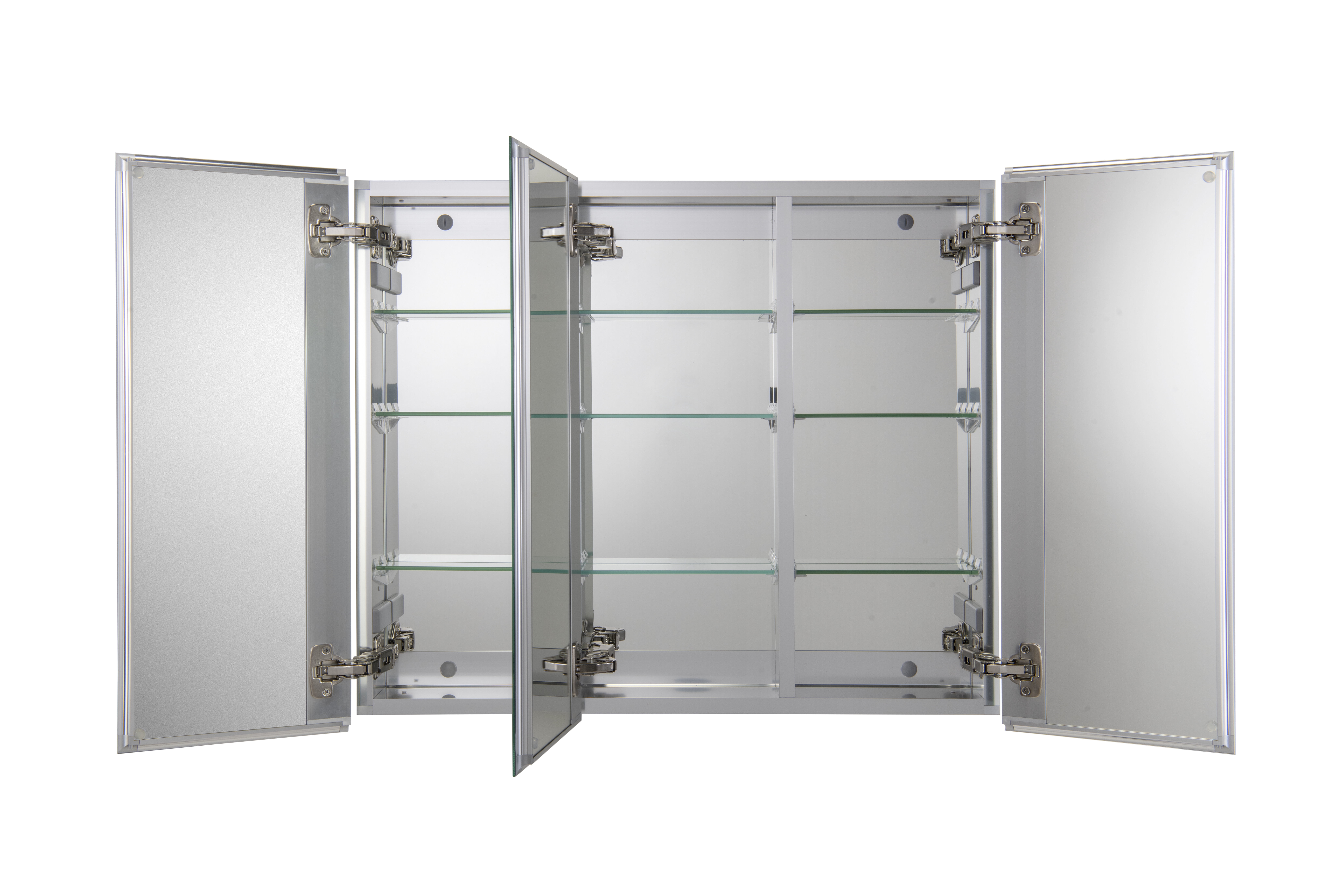 Croydex Thurmond Large Aluminum Medicine Cabinet with Three Doors, Silver (30x26in)