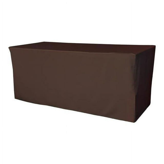 LA Linen TCpop-fit-72x30x30-BrownP22 2.23 lbs Polyester Poplin Fitted Tablecloth, Brown