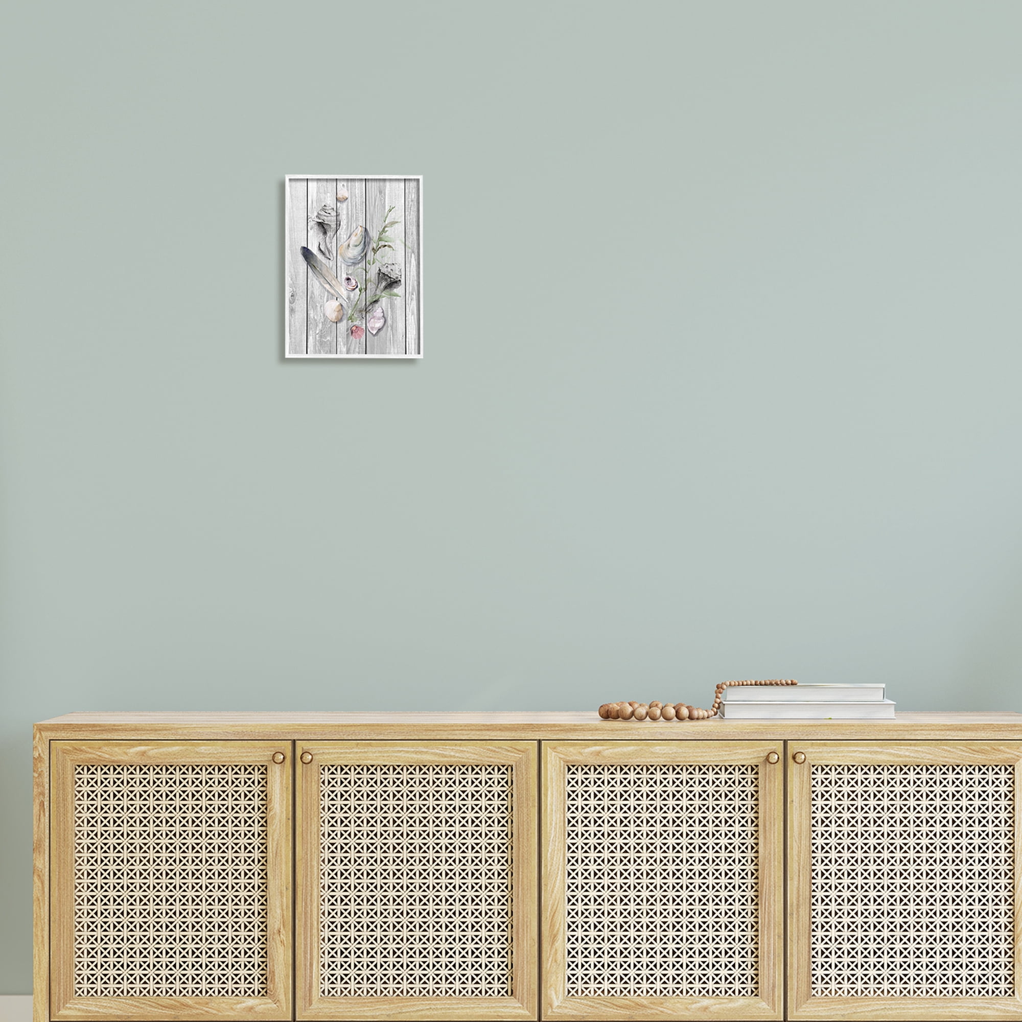Stupell Feather & Seashells Collection Dock Landscape Painting White Framed Art Print Wall Art