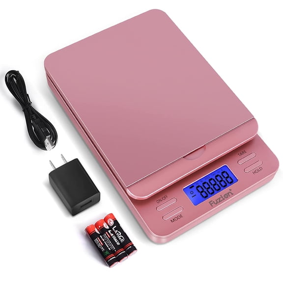 Shipping Scale, Digital Postage Scale for Packages 86 lb/0.1oz with Hold and Tare, Postal Scale with Flip Holder, Package Scale for Small Business, Battery & AC Adapter, Rose Gold