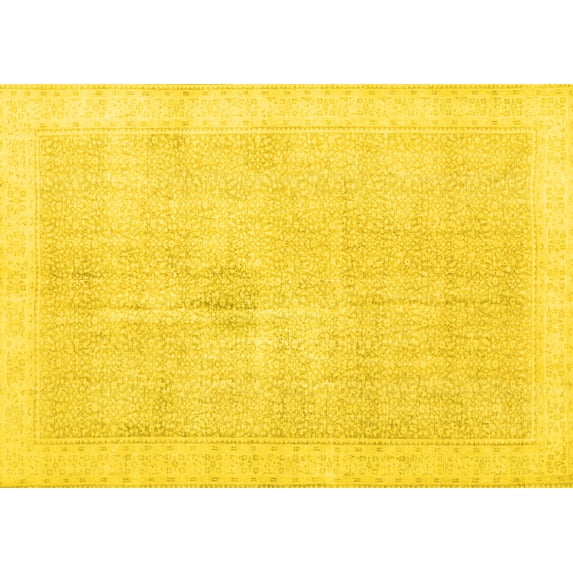 Ahgly Company Machine Washable Indoor Rectangle Persian Yellow Traditional Area Rugs, 2' x 3'