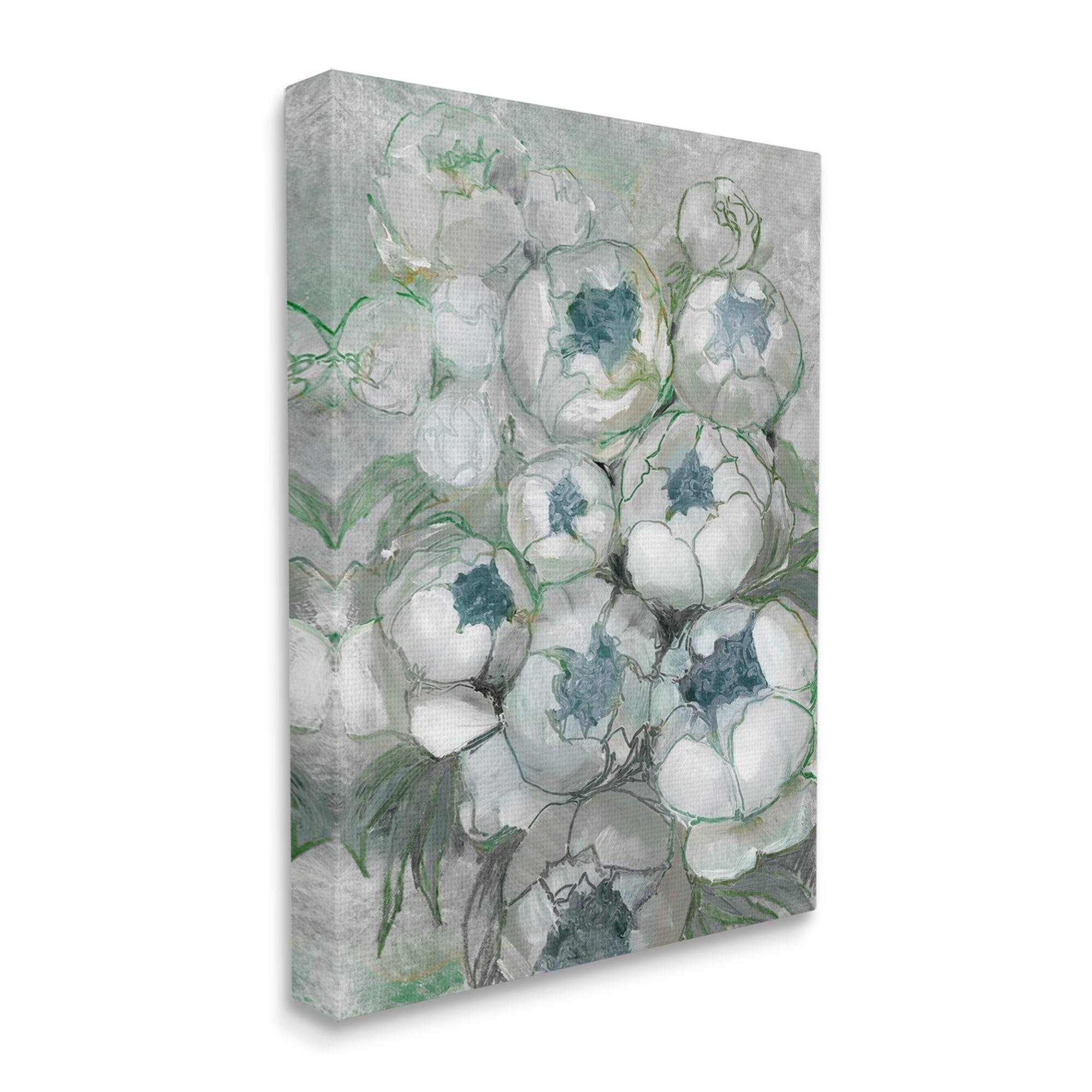 Stupell Modern White Spring Peony Buds Botanical & Floral Painting Gallery Wrapped Canvas Print Wall Art