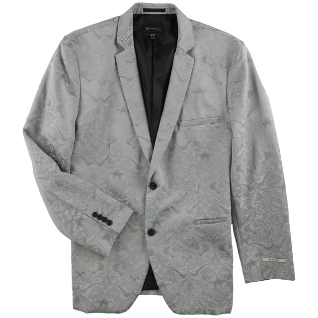 INC Mens Jacquard Two Button Blazer chamarra, gris, mediano