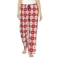 thumbnail image 2 of Goofa Red Plaid Daisy Printed Soft Pajama Pants for Women, Wide Leg Comfy Casual Lounge Yoga Pants-Large, 2 of 9
