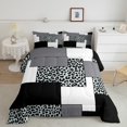 thumbnail image 2 of YST Modern Farmhouse Bedding Sets,Black Grey Striped 7 Pcs Comforter Set Twin,Geometric Bed in A Bag,Leopard Pattern Reversible Bed Sets with Sheet Set Microfiber, 2 of 5