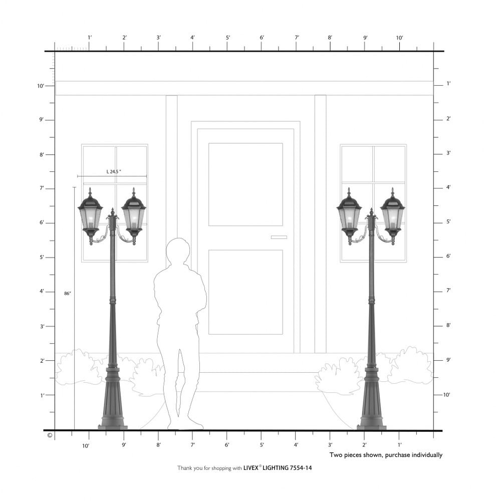 Livex Lighting - Hamilton - 2 Light Outdoor Post Light in Style - 9.5 Inches