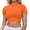 Orange, variant on Womens Tops Short Sleeve Round Neck Basic Solid Wear Y2K Tops,Wine,M