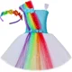 thumbnail image 4 of Vestido de tutú de arcoíris para niñas, vestido de fiesta de cumpleaños, vestido de princesa de tul con purpurina, disfraz de carnaval festivo para niñas pequeñas, 4 of 5