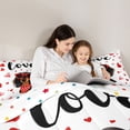 thumbnail image 5 of Homewish Valentines Day Gifts Queen Comforter Set,Cuet Pet Dogs Bedding Sets,Red Kawaii Heart Print Bedding Comforter Set For Girls Boys,Microfiber Bedroom Decor Reversible,3 Pieces, 5 of 8