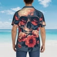 thumbnail image 5 of Cauagu Skull With Roses And Sunglasses Print Hawaiian Shirt for Men,Casual Short Sleeve Button Down Shirts Summer Beach Men's Regular-Fit Short-Sleeve Print Shirt -XX-Large, 5 of 6