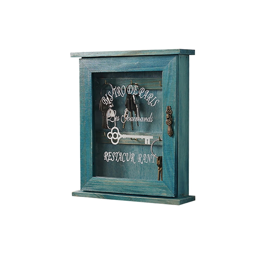 Wooden Key Holder Box Wooden Key Storage With Six Hooks