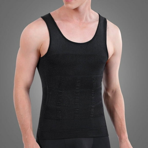 SMZ Mens Compression Shirt Slimming Body Shaper Workout Tank Tops Abs Abdomen Gynecomastia Tummy Control Undershirts Shapewear